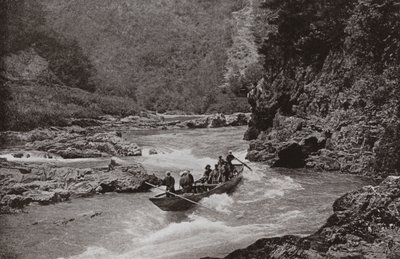 Filmando os Rapids do Katsura-gawa (foto a p/b) de Herbert Ponting