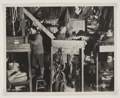 Os cortiços durante a expedição Terra Nova (1910-13) ao Pólo Sul (impressão de brometo) de Herbert Ponting