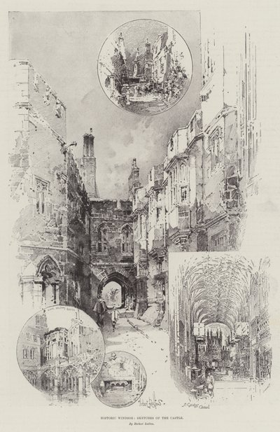 Histórico, windsor, esboços, castelo de Herbert Railton