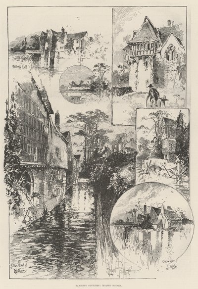 Esboços rambling, casas Moated de Herbert Railton