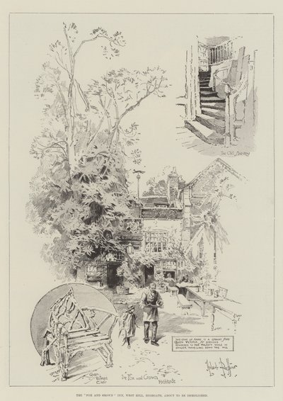O Fox e Crown Inn, West Hill, Highgate, prestes a ser demolido de Herbert Railton