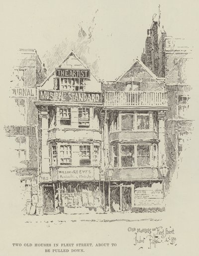 Duas casas antigas na Fleet Street, prestes a serem derrubadas de Herbert Railton