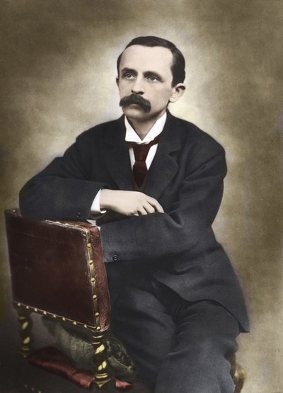 Retrato de J.M.Barrie fotografado por Barraud em 1893 - James Matthew Barrie (1860-1937), escritor escocês, criador de Peter Pan - Fotografia colorida. de Herbert Rose Barraud