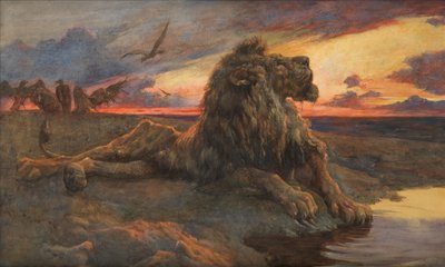 Estudo para O Leão Moribundo (Aquarela) de Herbert Thomas Dicksee