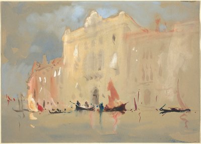 Gôndolas antes de um palácio no Grande Canal em Veneza de Hercules Brabazon Brabazon