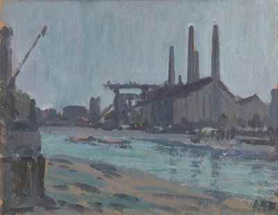 Paisagem com Edifícios Industriais à beira de um rio de Hercules Brabazon Brabazon