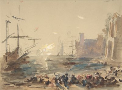 Seascape reto, verso do esboço indecifrável, 1840-1906. de Hercules Brabazon Brabazon