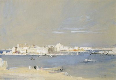 O porto, Valetta, Malta (wc e bodycolour em papel matizado) de Hercules Brabazon Brabazon