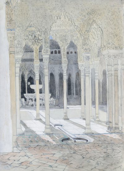O Pátio dos Leões, a Alhambra, Granada, Espanha de Hercules Brabazon Brabazon