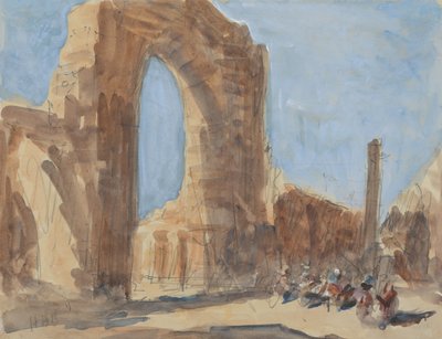 A mesquita Quwwat-ul-Islam e o pilar de ferro de Deli, complexo do Qutb Minar de Hercules Brabazon Brabazon
