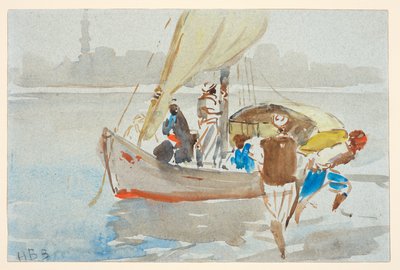 Vista do Cairo () (anteriormente "Vista de Veneza"), c.1860-97 (aguarela sobre papel de trama azul claro, pousado) de Hercules Brabazon Brabazon
