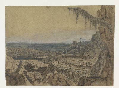 Vista à Distância com uma Estrada e Ramais Muçulmanos de Hercules Segers