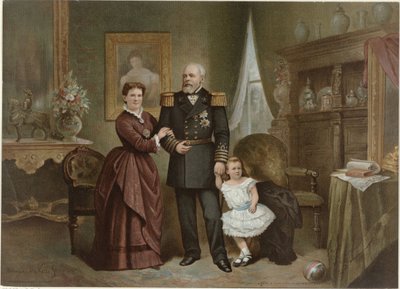 Retrato de Guilherme III, Rei dos Países Baixos, Emma, Rainha Regente dos Países Baixos, e Wilhelmina, Rainha dos Países Baixos de Herman Frederik Carel ten Kate