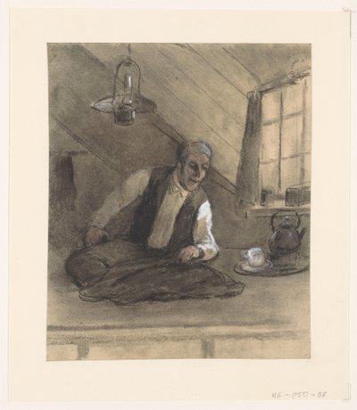 Alfaiate no trabalho em um sótão de Herman Heijenbrock (possibly)