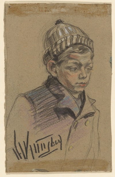 Menino com casaco e chapéu de Herman Kruyder (signed by artist)