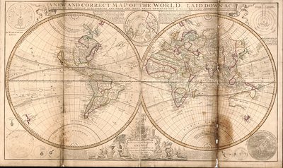 Um novo e correto mapa do mundo, elaborado de acordo com as mais recentes descobertas e com base nas observações mais exactas LOC 2017585674 de Herman Moll