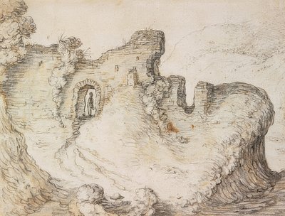 Paisagem montanhosa com ruínas. Por volta de 1650 de Herman Saftleven