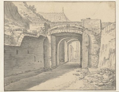 Passagem sob a muralha da cidade de Utrecht de Herman Saftleven