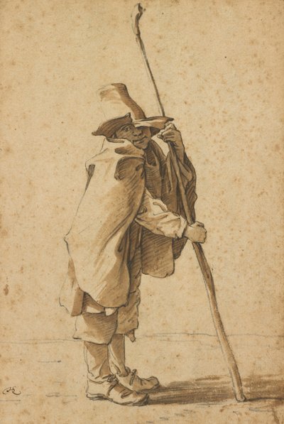 Um jovem pastor apoiado na sua "Houlette" de Herman Saftleven the Younger