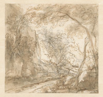 Paisagem com estrada entre árvores de Herman van Swanevelt (possibly)