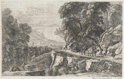 Paisagem com dois cavaleiros
Quatro paisagens fluviais (título da série) de Herman van Swanevelt