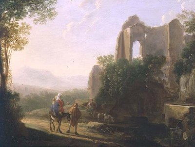 A fuga para o Egito (óleo sobre cobre) de Herman van Swanevelt