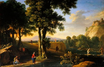 A Sagrada Família numa Paisagem, c.1640 (óleo sobre tela) de Herman van Swanevelt