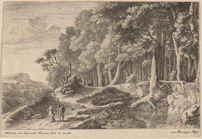 Bosques margeados por um riacho de Herman van Swanevelt