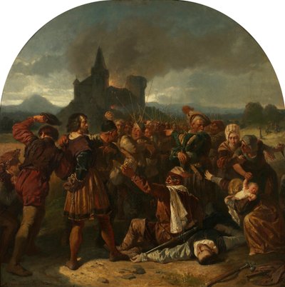 Episódio da Guerra dos Camponeses Alemães O Assassinato do Conde Helfenstein perto de Weinsberg, ca 1867. de Hermann Eichler