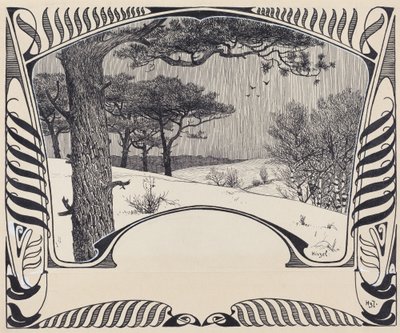 Uma paisagem de inverno dentro de uma fronteira Jugendstil de Hermann Hirzel