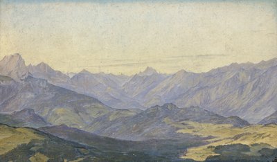 Vale da Montanha em Oberbayern, 1829 (óleo sobre papel) de Hermann Kauffmann
