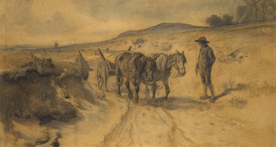 No charneca, c.1855 (giz e lápis em papelão) de Hermann Kauffmann