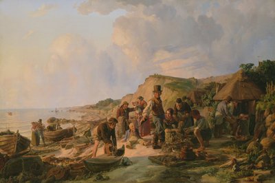 O regresso a casa do pescador em Probsteier, 1837 de Hermann Kauffmann