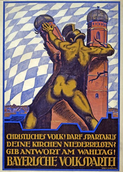 Cartaz da Campanha Eleitoral para o Partido Popular da Baviera (cor litho) de Hermann Keimel