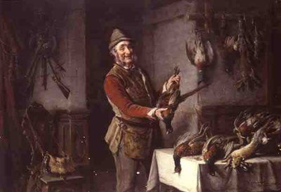 Esportista com Faisão e outro Jogo (óleo no painel) de Hermann Kern