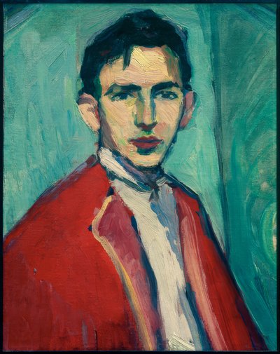 Auto-retrato com jaqueta vermelha de Hermann Stenner