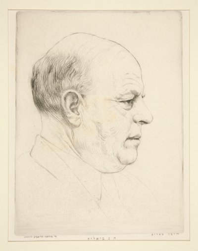 H. N. Bialik (retrato de cabeça de perfil) de Hermann Struck