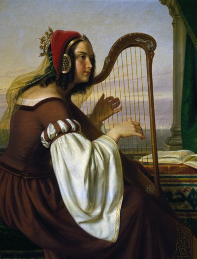 Música da harpa, de Hermann Von Hanstein (1809-1878), óleo sobre tela. Alemanha de Hermann Von Hanstein