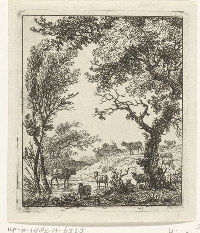 Paisagem com rebanho de gado de Hermanus Fock