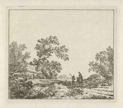 Paisagem com homem a pé e mulher a cavalo
Seis paisagens (título da série) de Hermanus Fock