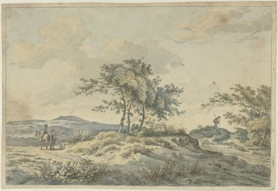 Paisagem com piloto e pedestre Paisagem com três árvores e viajantes de Hermanus Fock