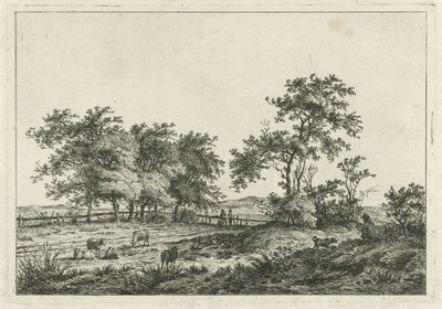 Paisagem com desenhista e cão de Hermanus Fock
