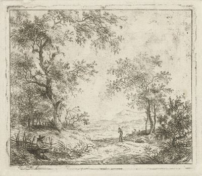 Paisagem com desenhista e caminhante Seis paisagens (título da série) de Hermanus Fock