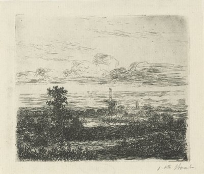Paisagem com um moinho de Hermanus Jan Hendrik van Rijkelijkhuysen