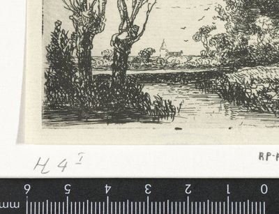 Paisagem com dois salgueiros de sondagem de Hermanus Jan Hendrik van Rijkelijkhuysen