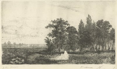 Homem e mulher por um riacho à beira da floresta de Hermanus Jan Hendrik van Rijkelijkhuysen