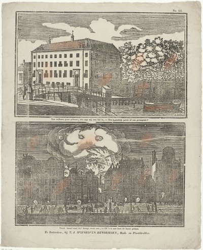 A prisão em Amsterdã e uma casa de canal em chamas de Hermanus Numan