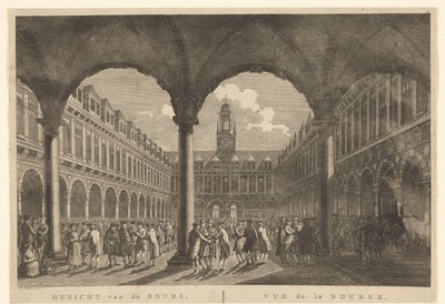 Vista do pátio da Bolsa de Valores por Hendrik de Keyser
Vista da Bolsa, Amesterdão / Vue de la Bourse, à Amsterdam (título sobre o objecto) de Hermanus Petrus Schouten (possibly)