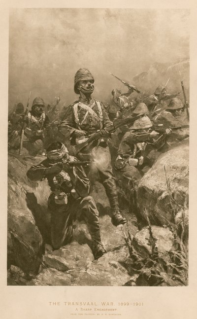 Um Engajamento Afiado: batalha durante a Guerra dos Bôeres de Hermanus Willem (after) Koekkoek