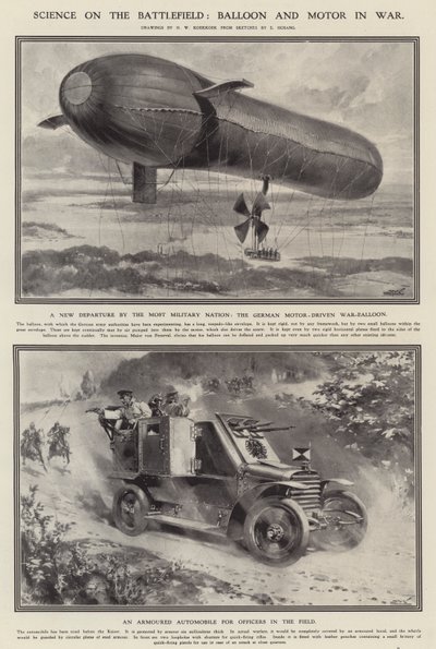 Ciência no campo de batalha: balão e motor na guerra (litho) de Hermanus Willem (after) Koekkoek